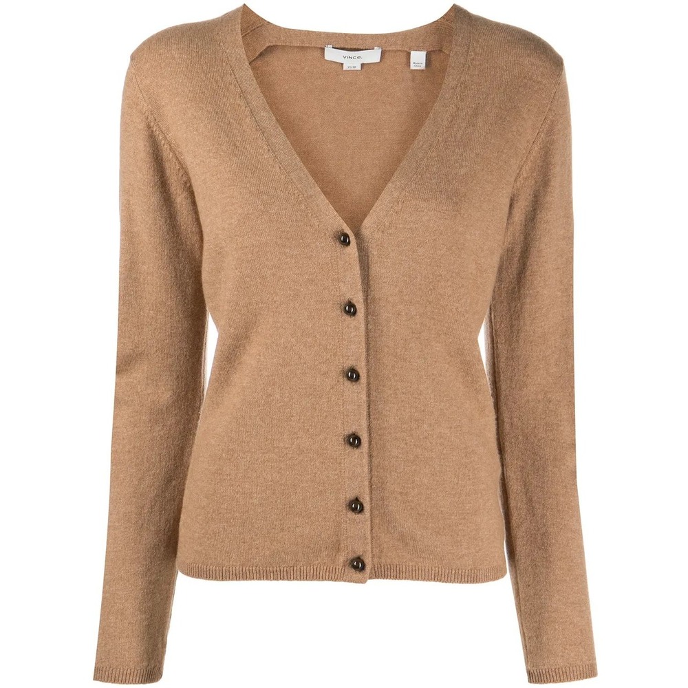 Vince Camelβ Tan V-Neck Button Front Knit Cardigan Sweater Womens Size Medium